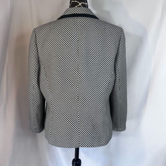 Kasper Separates Black White Abstract Geometric Single Breasted Blazer Size 14 - Picture 5 of 9